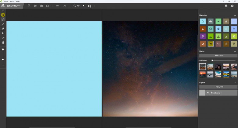 NVIDIA Canvas Kullanıcı Arayüzü
